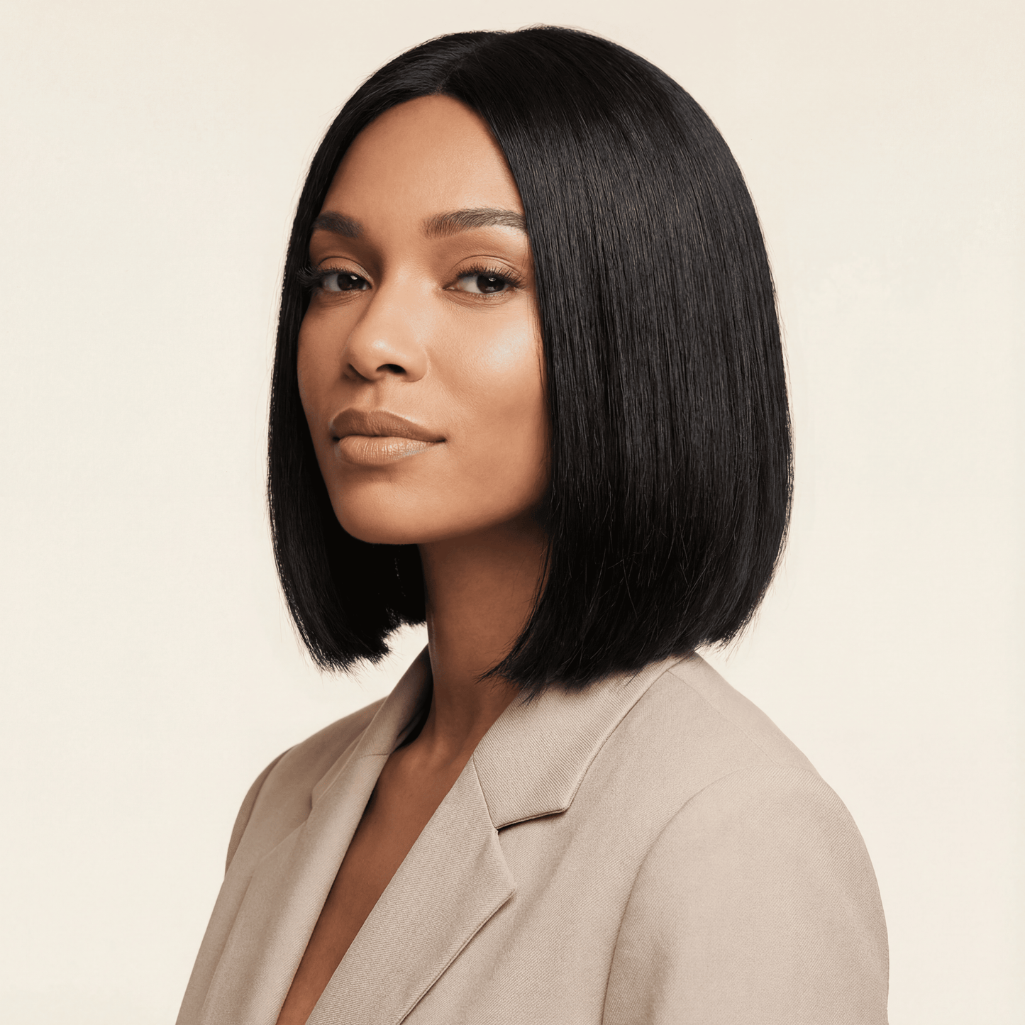 Short Straight Bob Synthetic Wig – No‑Lace Full Head Cover