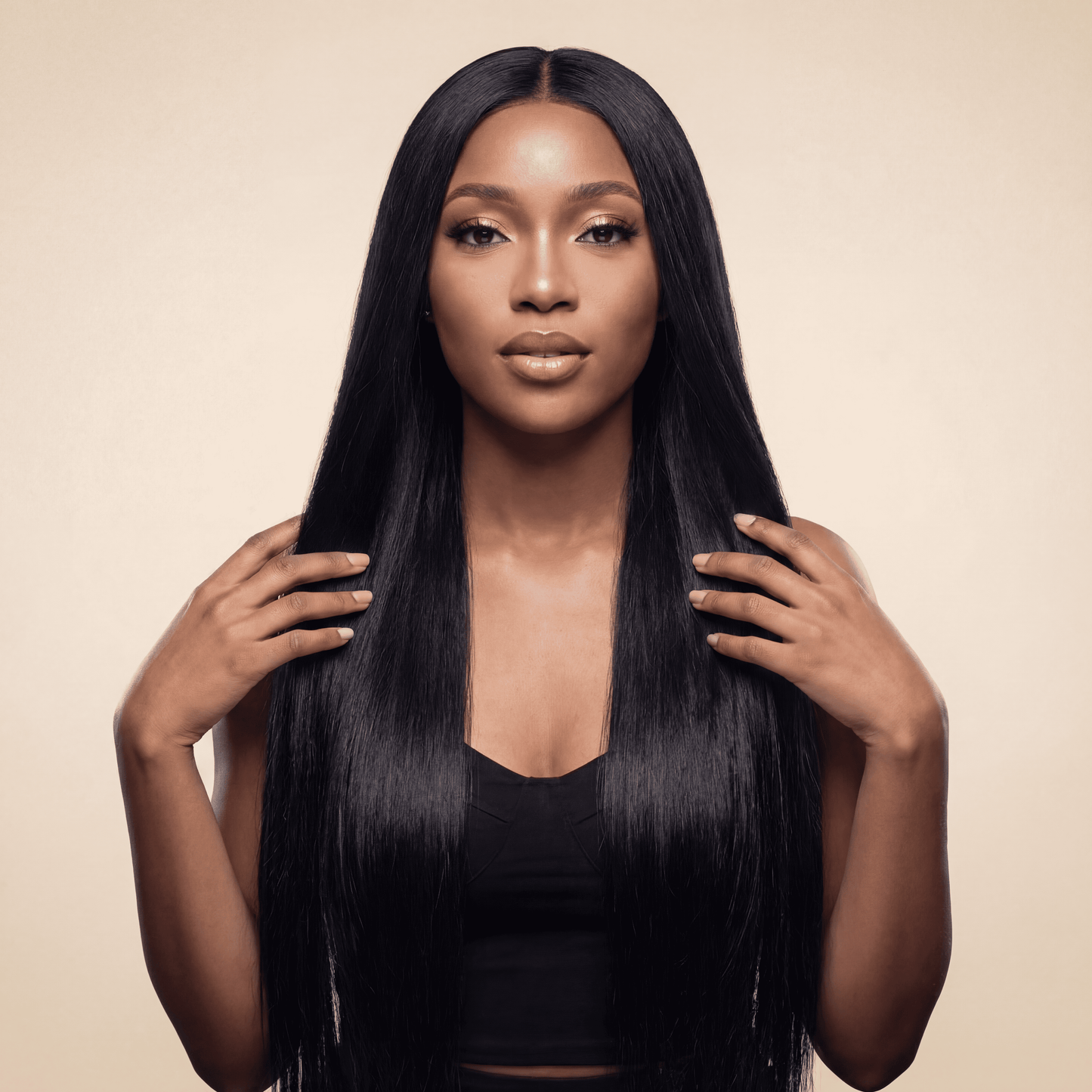 28‑Inch Straight Synthetic Lace Front Wig – Black