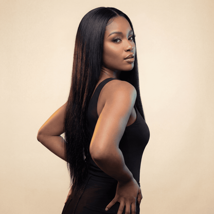 28‑Inch Straight Synthetic Lace Front Wig – Black