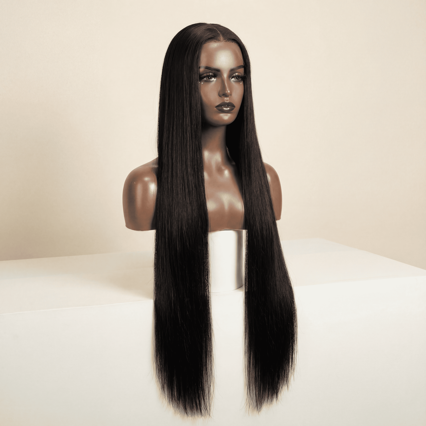 28‑Inch Straight Synthetic Lace Front Wig – Black