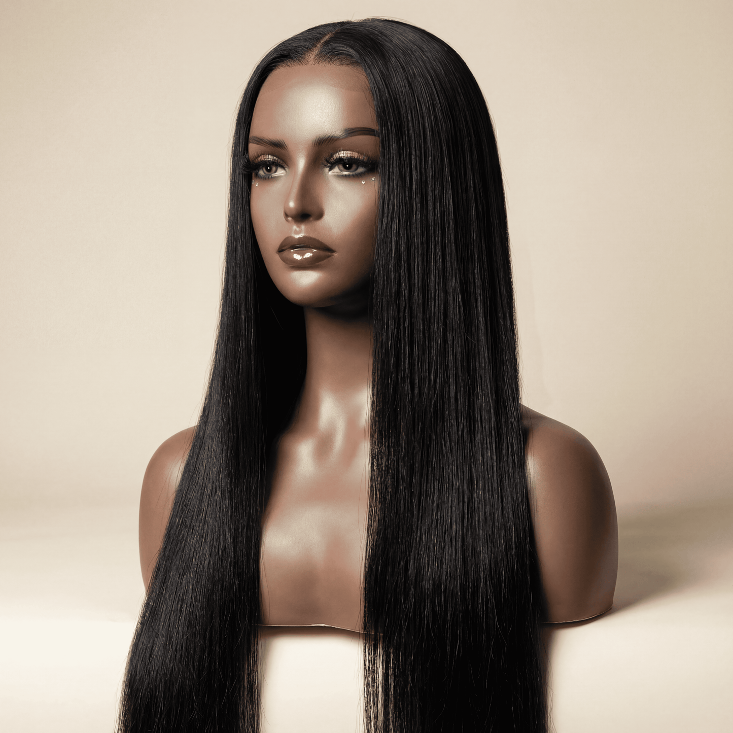 28‑Inch Straight Synthetic Lace Front Wig – Black
