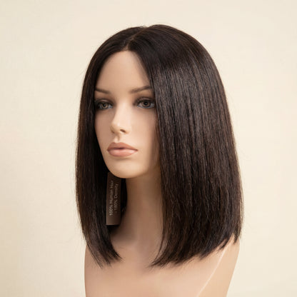 Straight V‑Part Bob Wig – 100% Human Hair (180% Density)