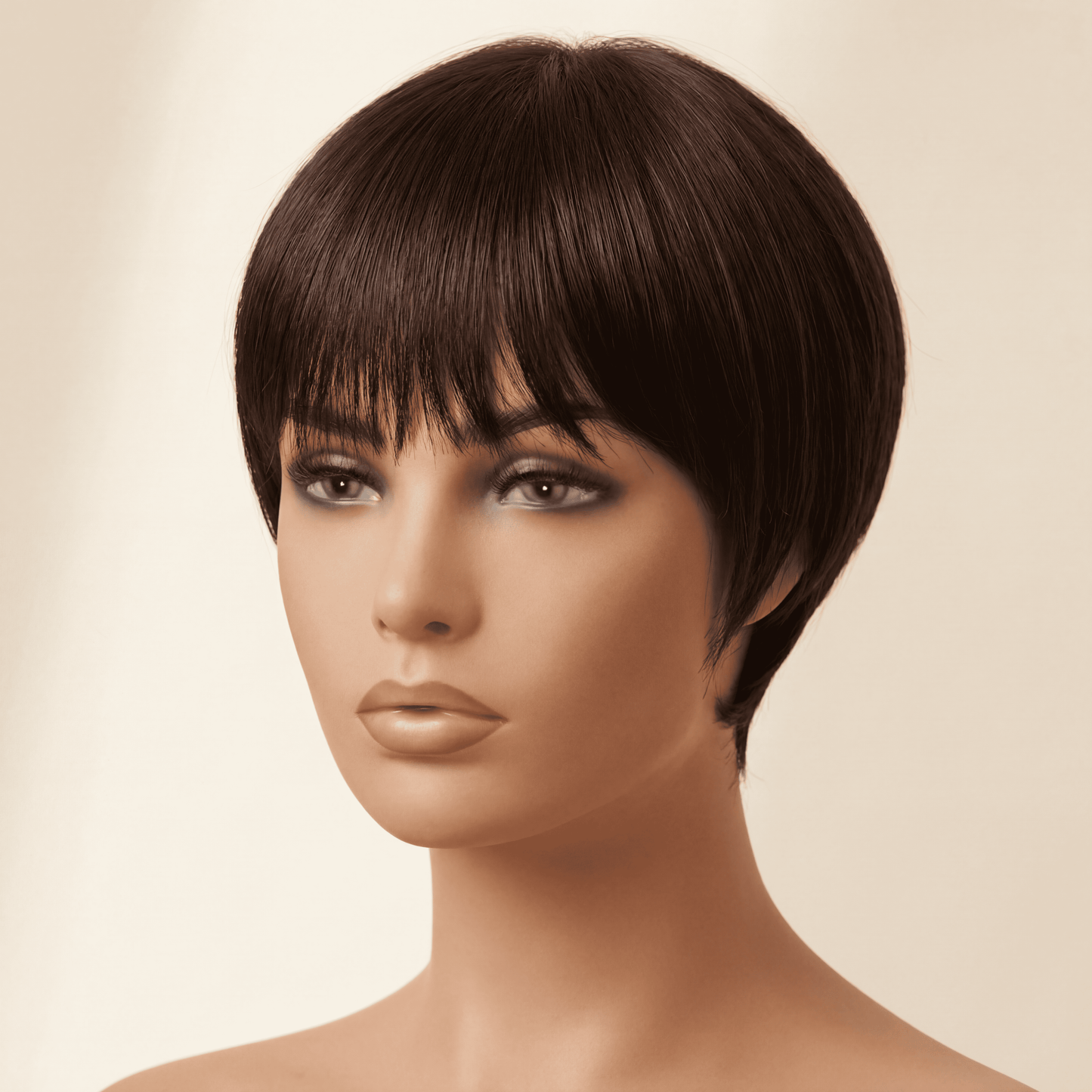Straight Pixie Cut Wig with Bangs – 100% Human Hair