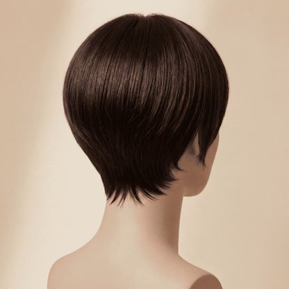 Straight Pixie Cut Wig with Bangs – 100% Human Hair