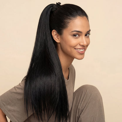 Black Straight Ponytail Hair Extension with Hair Catch – Synthetic