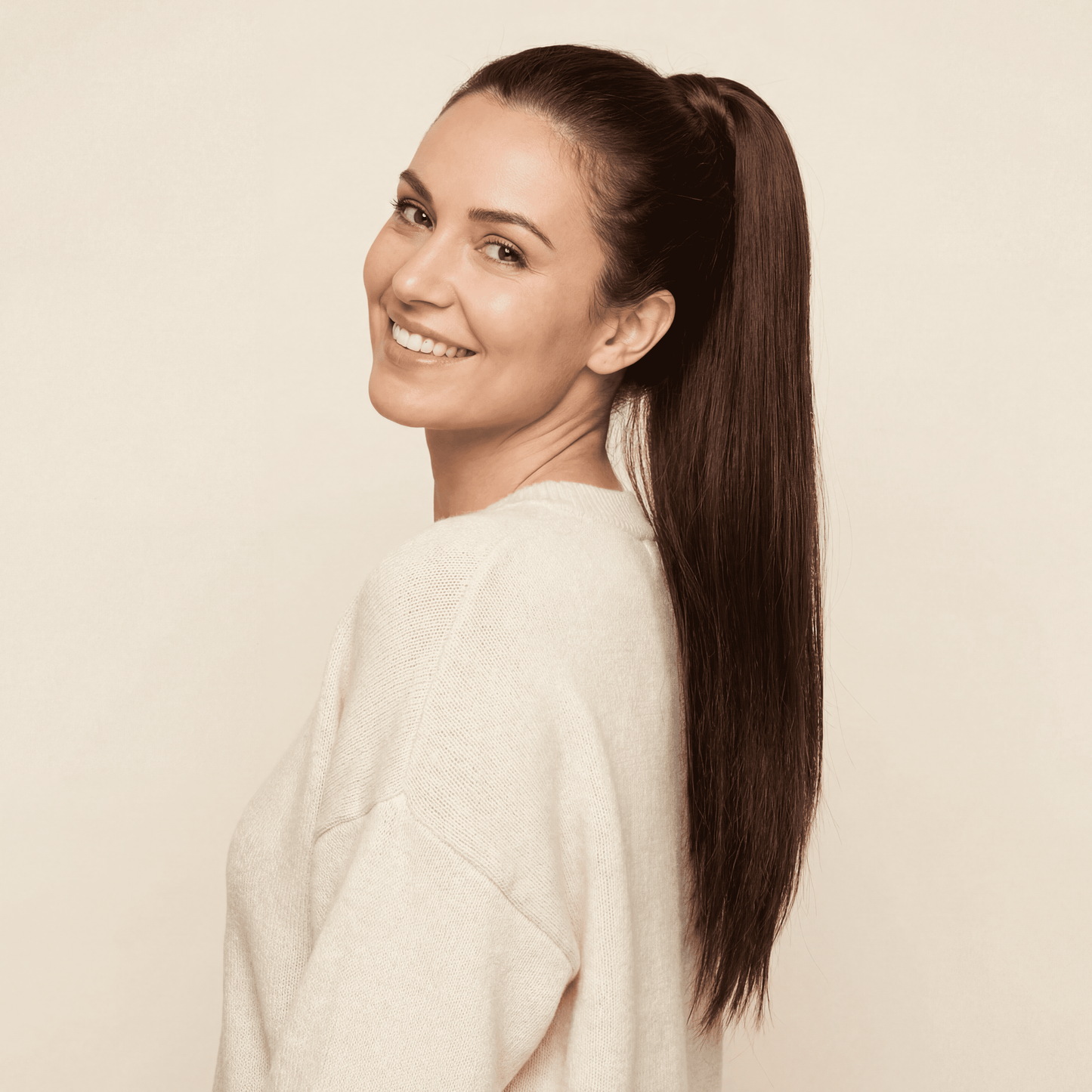 Long Straight Ponytail Hair Extension with Hair Catch – Dark Brown Synthetic