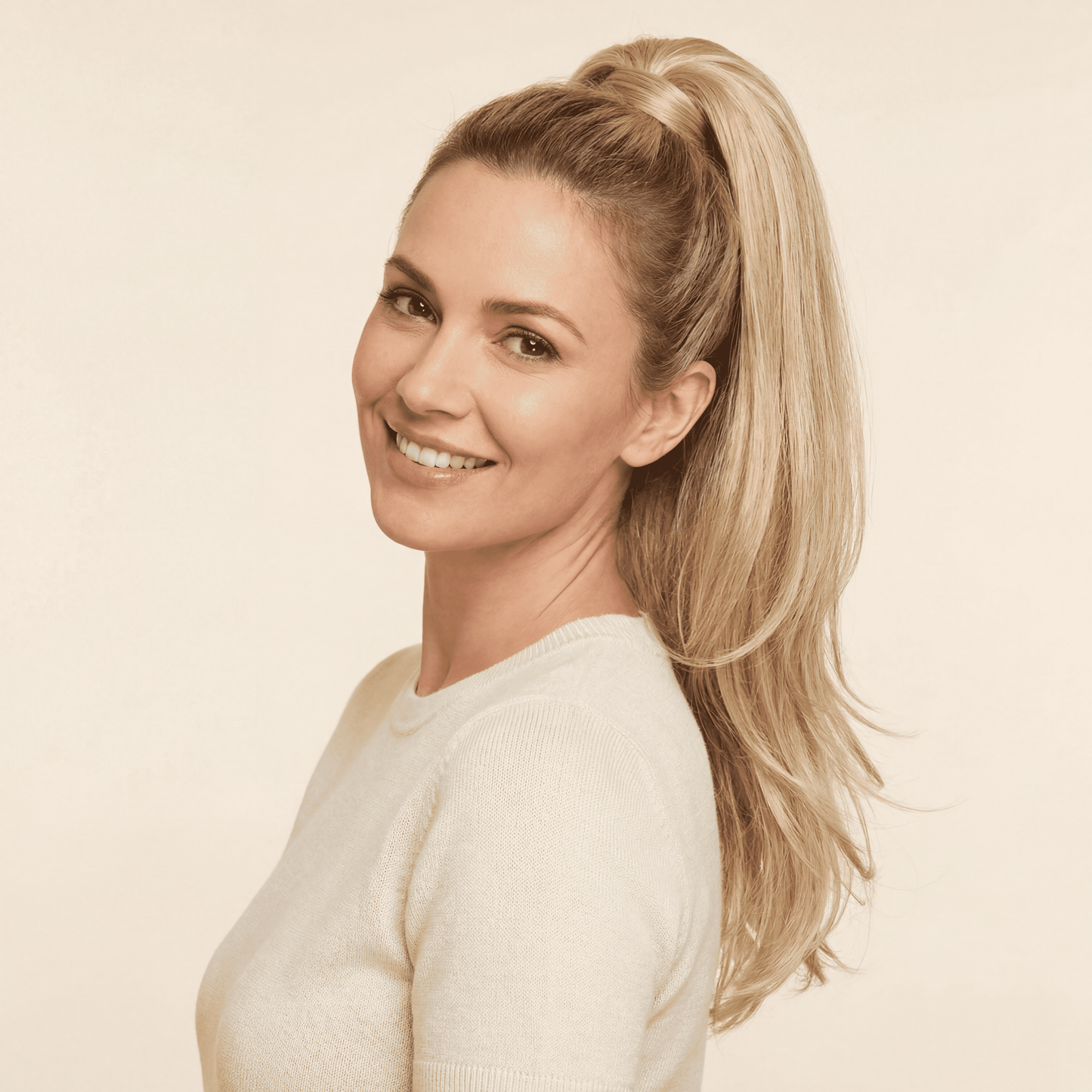 Long Layered Ponytail Hair Extension – Blonde Synthetic Wrap‑Around