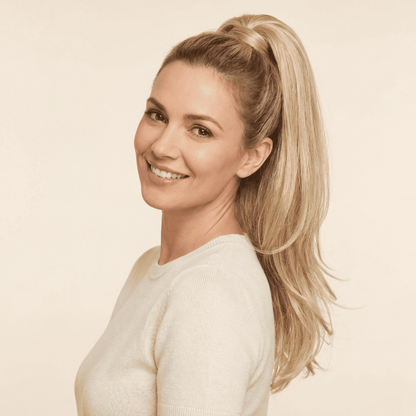 Long Layered Ponytail Hair Extension – Blonde Synthetic Wrap‑Around