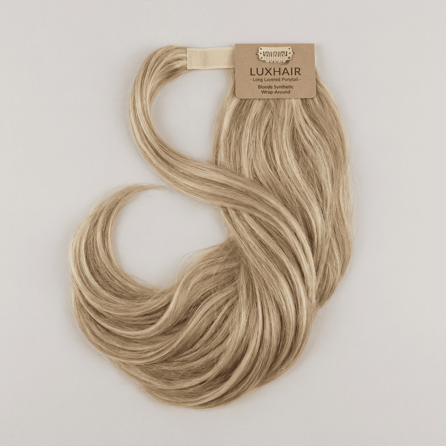 Long Layered Ponytail Hair Extension – Blonde Synthetic Wrap‑Around