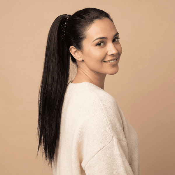 Black Straight Ponytail Hair Extension with Claw Clip – Synthetic (SH66‑1B)