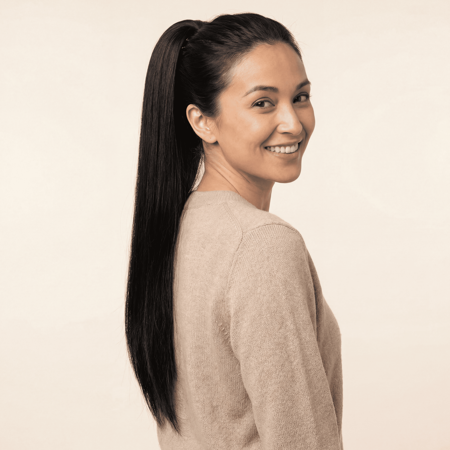Black Straight Ponytail Hair Extension with Claw Clip – Synthetic (SH66‑1B)