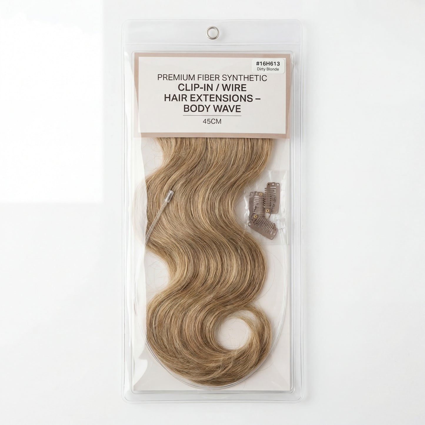 45cm Body Wave Wire Clip-In Hair Extensions – #16H613 Dirty Blonde Synthetic