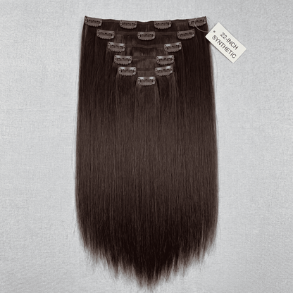 22‑Inch Straight Clip‑In Hair Extensions – 7pcs Set (Synthetic)
