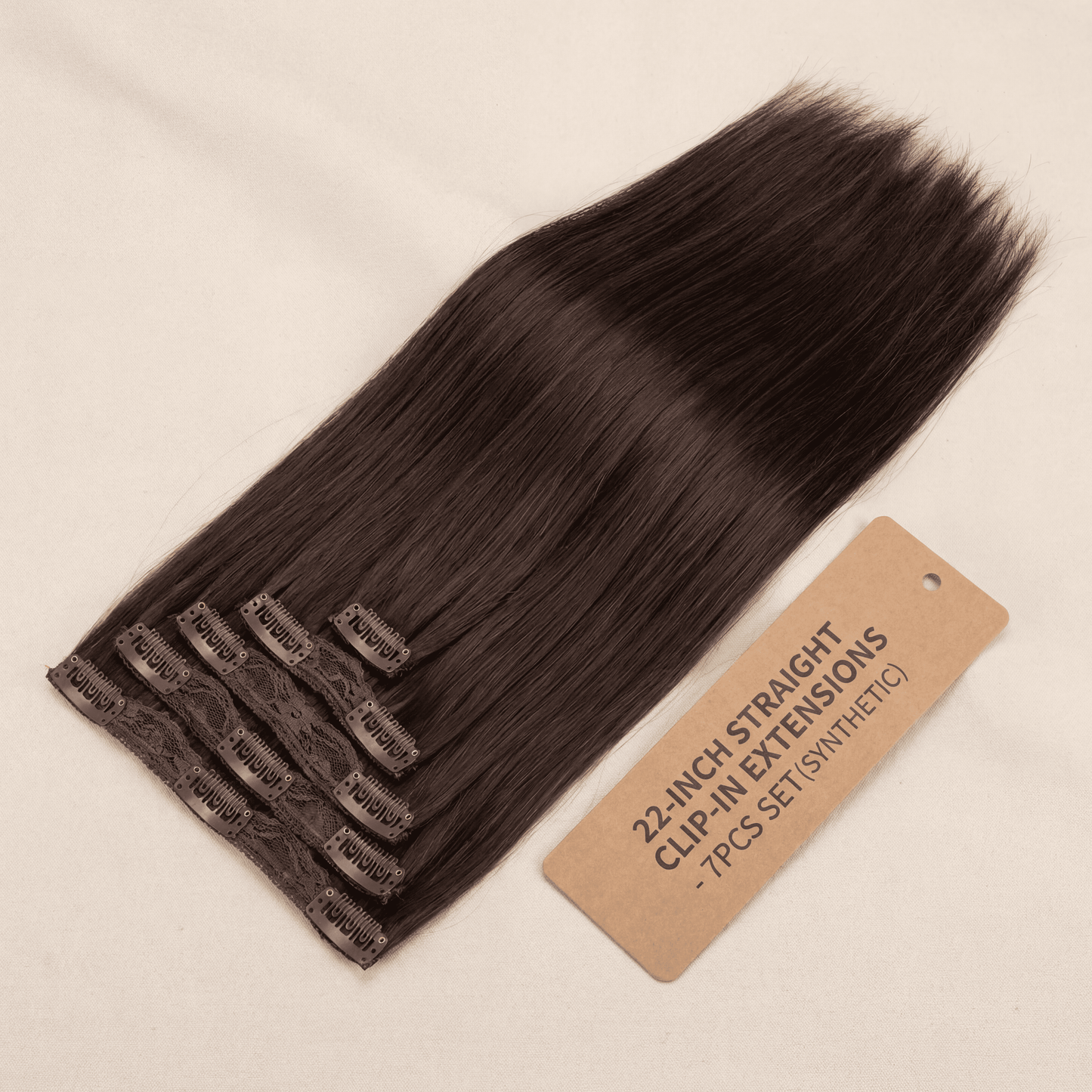 22‑Inch Straight Clip‑In Hair Extensions – 7pcs Set (Synthetic)