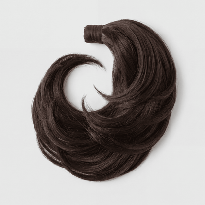 Long Layered Wrap-Around Ponytail Extension – Dark Brown Synthetic Hairpiece