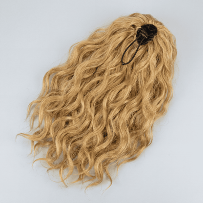 Long Blonde Drawstring Afro Wavy Ponytail Hair Extension – Synthetic