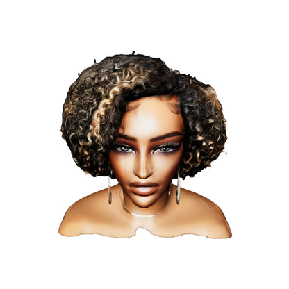 Trendy Short Curly HD Lace Wig – 100% Human Hair Glueless Side Part Wig for Women