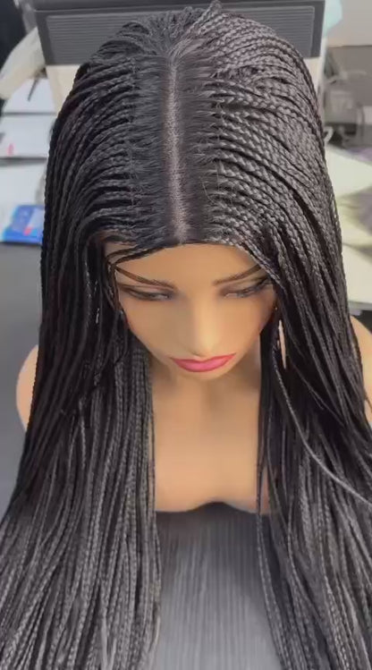 New Style Ombre Box Braided Wig for Women – Synthetic Long Braiding Hair Wig